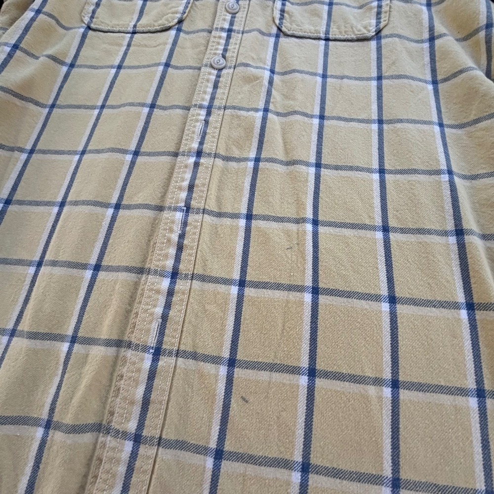 VTG Eddie Bauer Button Down Men L Tall Yellow Plaid Classic Fit Flannel Gorpcore - Picture 5 of 9